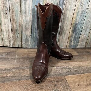 Joan & David Italy Black Genuine Leather Mid‎ Calf Cowboy Boots 35.5 EU US 5